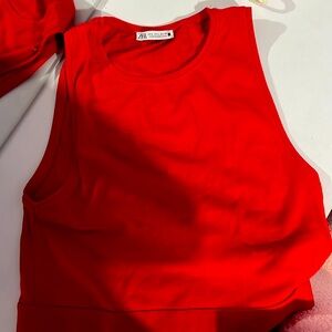 ZARA, red tank top in size large, condition is great never worn before.